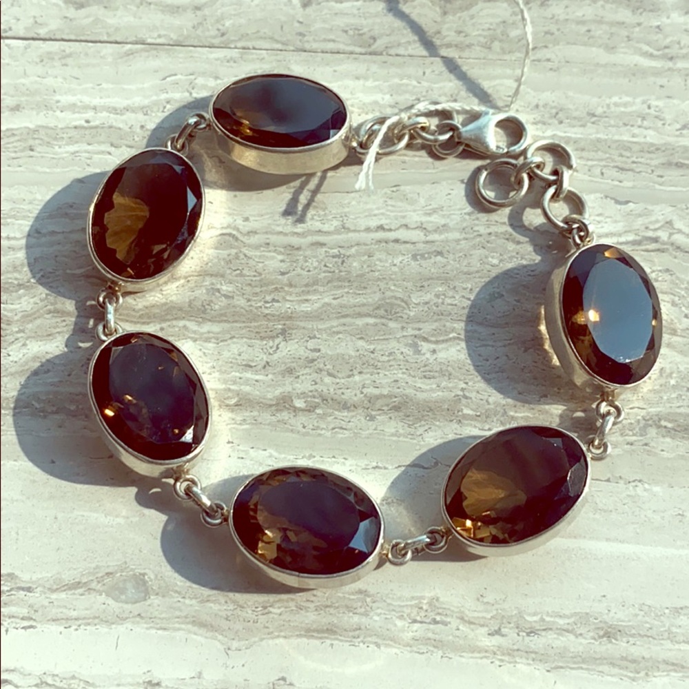 Sterling silver smoky topaz bracelet
